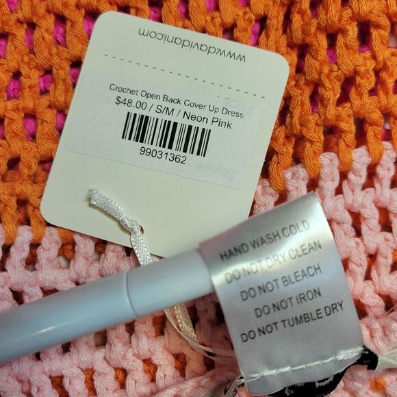 Davi & Dani Colorful Crochet Halter Dress Beach Swimsuit Cover Up Open Back NEW - Picture 9 of 11